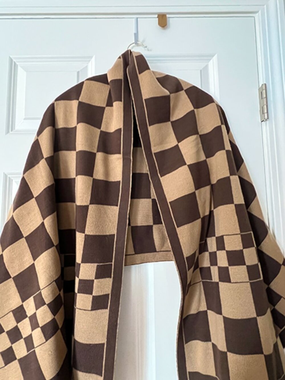 Chocolate & Camel, Checkerboard, Reversible Shawl/Wrap/Scarf | NWOT